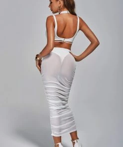 Bellabarnett Amalie Cutout Mesh Midi Bandage Dress - White