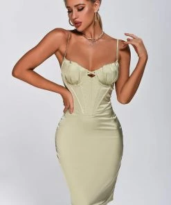 Bellabarnett Alexia Corset Satin Midi Dress