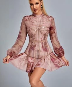 Bellabarnett Calia Corset Mini Dress Set - Pink