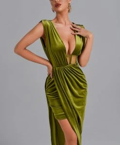 Bellabarnett CLOTHING Saffron Velvet Maxi Dress - Green