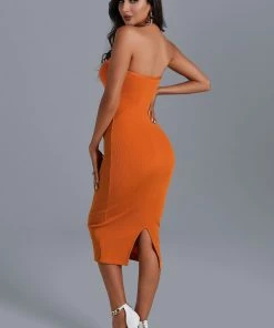 Bellabarnett Donia Strapless Midi Bandage Dress