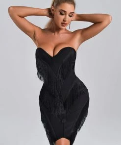 Bellabarnett CLOTHING Lucent Fringe Midi Bandage Dress