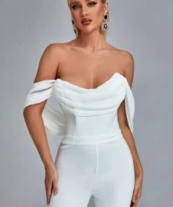 Bellabarnett CLOTHING Jasmine Off Shoulder Jumpsuit - White