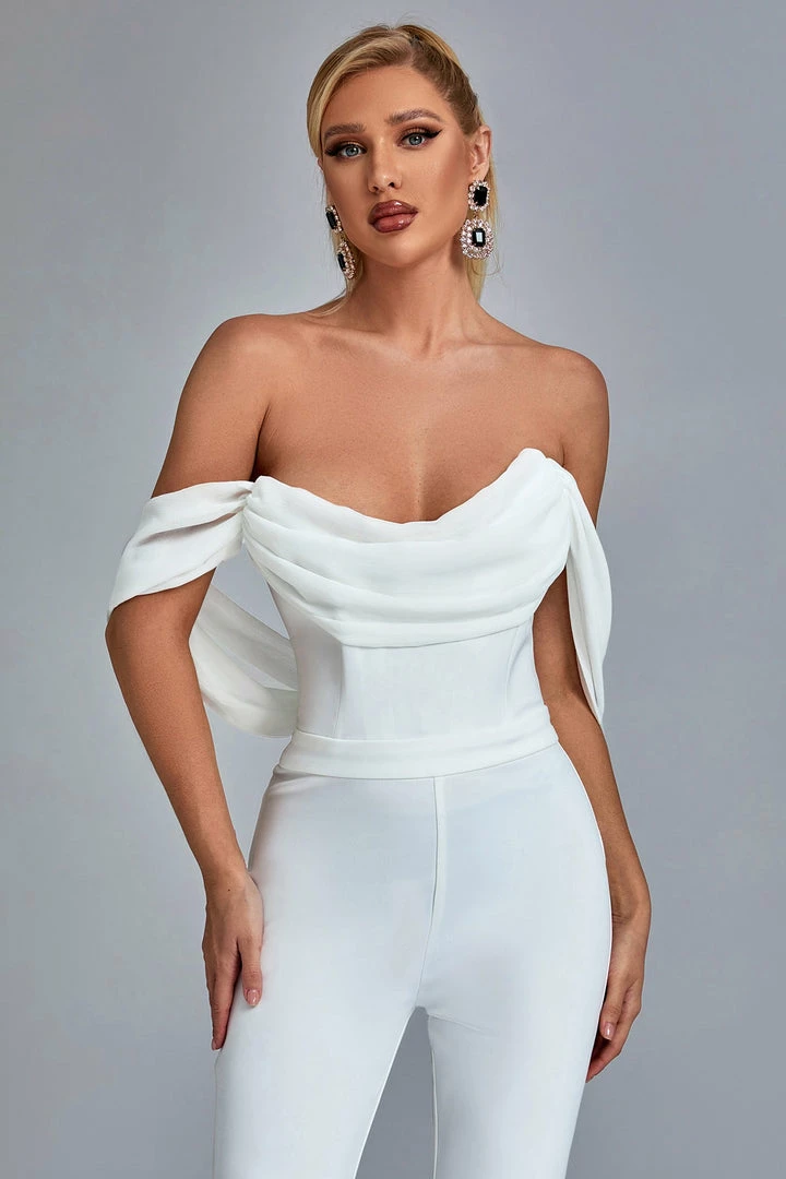 Bellabarnett CLOTHING Jasmine Off Shoulder Jumpsuit - White
