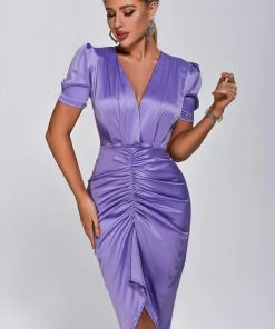 Bellabarnett Aki Satin Midi Dress CLOTHING
