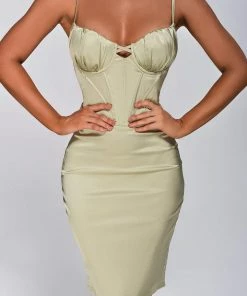 Bellabarnett Alexia Corset Satin Midi Dress