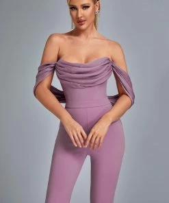 Bellabarnett Jasmine Off Shoulder Jumpsuit - Purple
