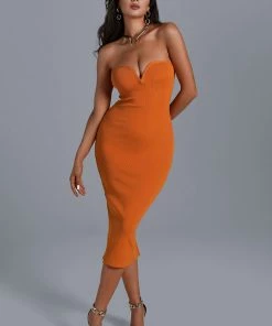 Bellabarnett Donia Strapless Midi Bandage Dress