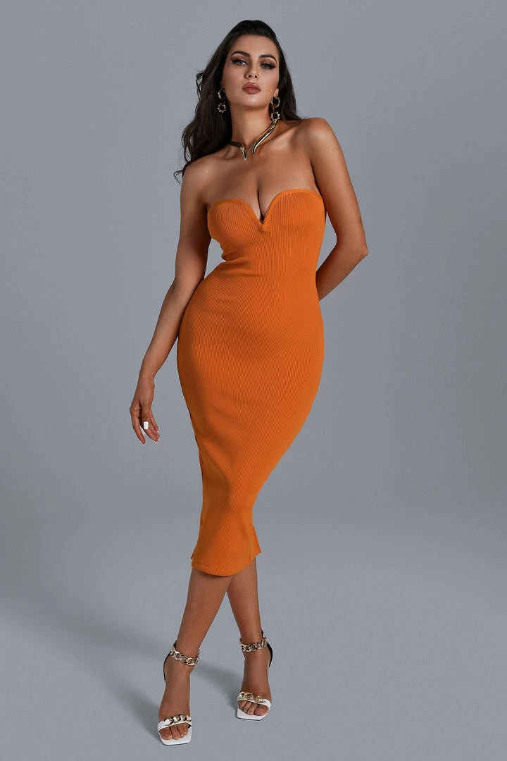 Bellabarnett Donia Strapless Midi Bandage Dress