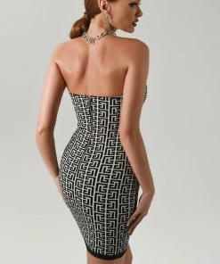 Preorder Metallic Color Dresses Aina Jacquard Blazer Dress Bandage Set