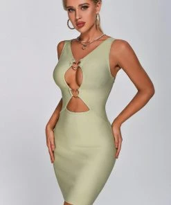 Bellabarnett Martha Cutout Mini Bandage Dress - Green CLOTHING