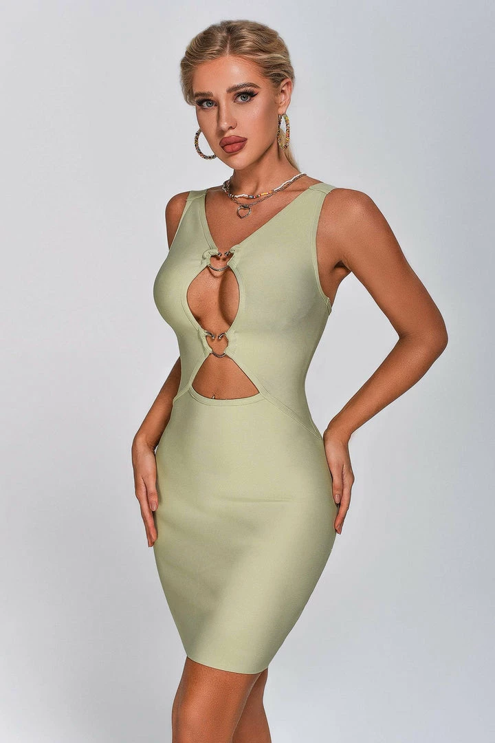 Bellabarnett Martha Cutout Mini Bandage Dress - Green CLOTHING