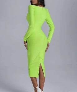 Bellabarnett Tumajina Square Neck Midi Bandage Dress