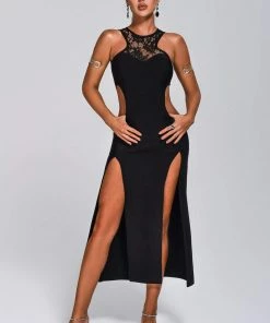 Bellabarnett CLOTHING Acacia Lace Cutout Midi Bandage Dress