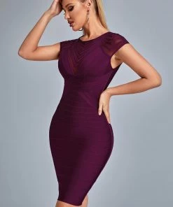 Bellabarnett CLOTHING Ruya Midi Bandage Dress In Purple