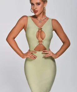 Bellabarnett Martha Cutout Mini Bandage Dress - Green CLOTHING