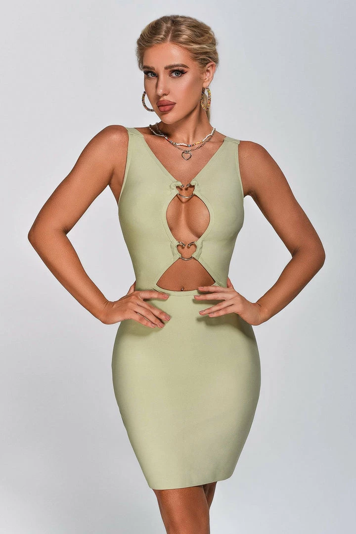 Bellabarnett Martha Cutout Mini Bandage Dress - Green CLOTHING