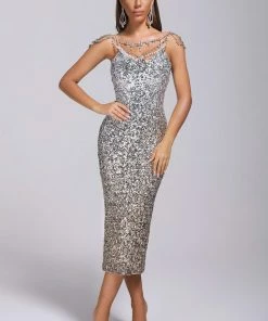 Bellabarnett Briella Sequin Diamonate Maxi Dress