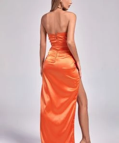 Bellabarnett CLOTHING Laura Satin Slit Maxi Dress