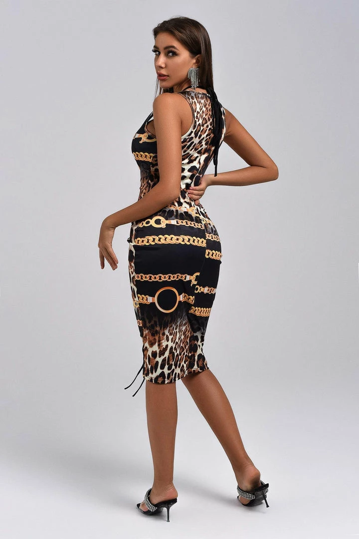 Bellabarnett CLOTHING Julieta Leopard Lace Up Mini Dress