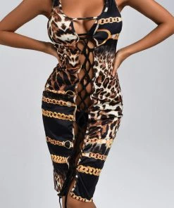 Bellabarnett CLOTHING Julieta Leopard Lace Up Mini Dress