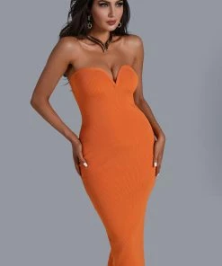 Bellabarnett Donia Strapless Midi Bandage Dress