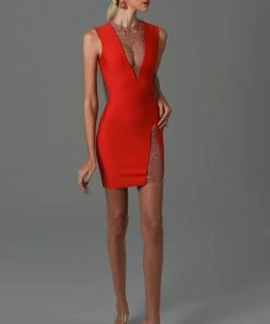 Bellabarnett CLOTHING Konka Diamond Mini Cocktail Dress - Red