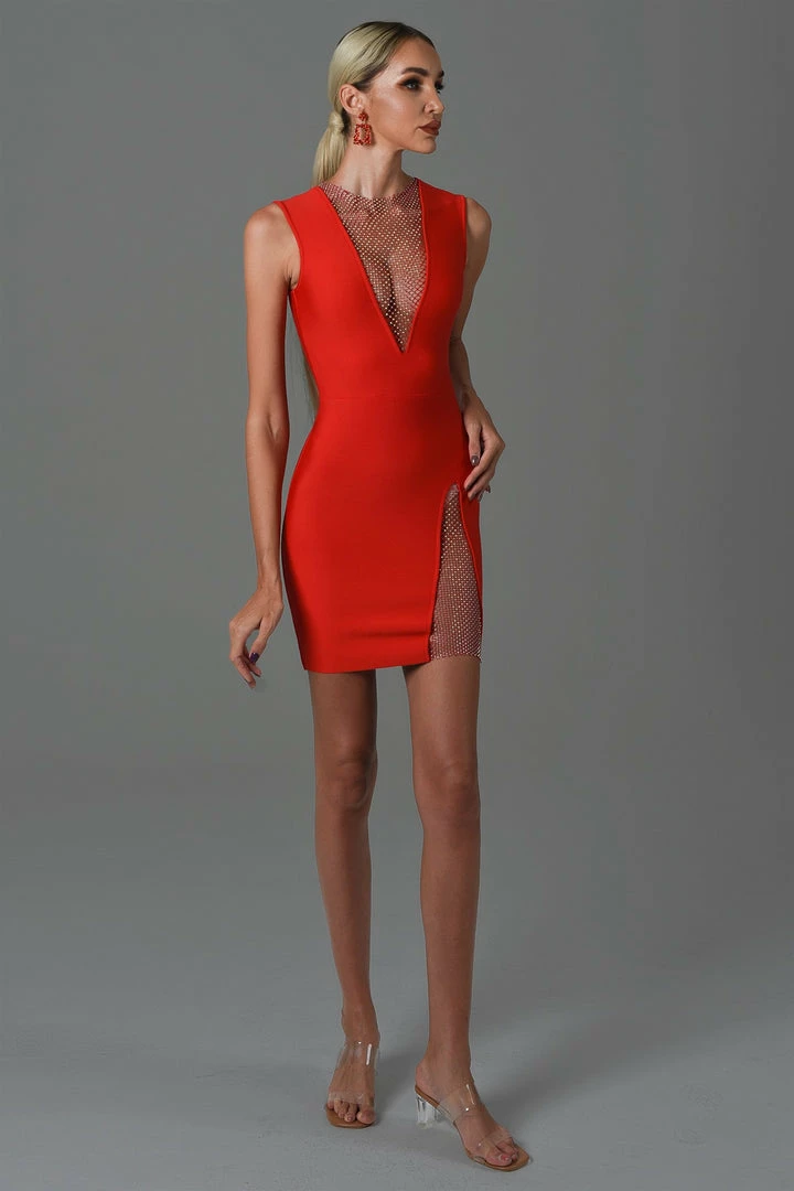 Bellabarnett CLOTHING Konka Diamond Mini Cocktail Dress - Red