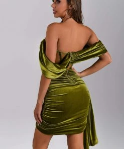 Bellabarnett CLOTHING Elasa Velvet Corset Mini Dress - Green