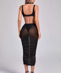 Bellabarnett CLOTHING Amalie Cutout Mesh Midi Bandage Dress