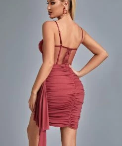 Bellabarnett CLOTHING Larisa Mesh Corset Mini Dress - Rose