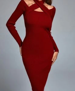 Bellabarnett Milisa Halter Midi Knit Dress CLOTHING