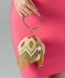 Bellabarnett Dufa Ball Pearl Rhinestone Mini Bag - Gold