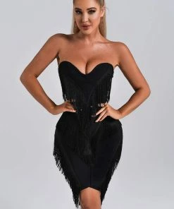 Bellabarnett CLOTHING Lucent Fringe Midi Bandage Dress