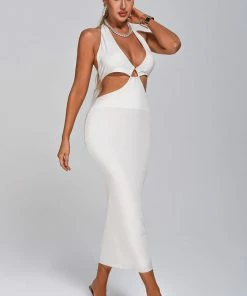 Bellabarnett Aileen Halter Cutout Midi Dress CLOTHING