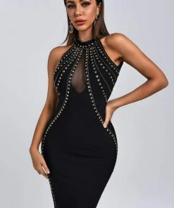 Bellabarnett Donatella Rivet Midi Bandage Dress CLOTHING
