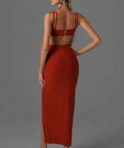Bellabarnett Rizico Cutout Slit Maxi Bandage Dress CLOTHING