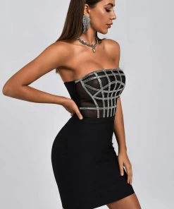 Bellabarnett Liliya Diamonate Corset Mini Bandage Dress CLOTHING
