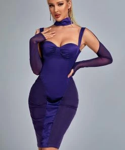 Bellabarnett Vacab Mesh Satin Mini Dress