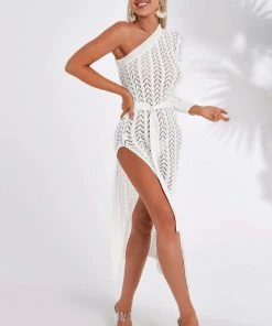 Bellabarnett Maylene One Shoulder Slit Midi Dress CLOTHING