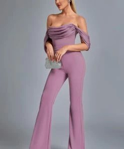 Bellabarnett Jasmine Off Shoulder Jumpsuit - Purple