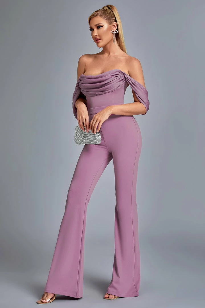 Bellabarnett Jasmine Off Shoulder Jumpsuit - Purple