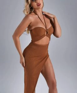 Bellabarnett Janka Halter Cutout Maxi Bandage Dress CLOTHING