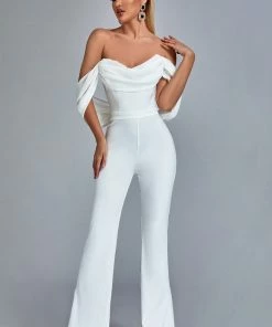 Bellabarnett CLOTHING Jasmine Off Shoulder Jumpsuit - White