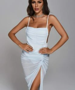 Tracking Livia Mesh Slit Maxi Bandage Dress