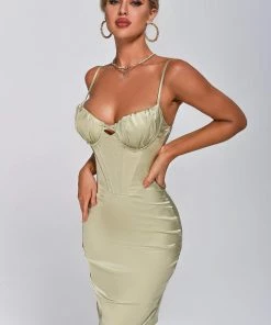 Bellabarnett Alexia Corset Satin Midi Dress