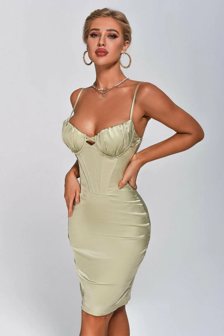 Bellabarnett Alexia Corset Satin Midi Dress