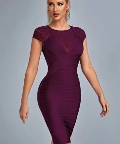 Bellabarnett CLOTHING Ruya Midi Bandage Dress In Purple