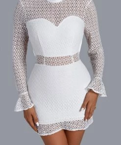 Bellabarnett CLOTHING Harris Long Sleeve White Lace Mini Dress