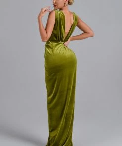 Bellabarnett CLOTHING Saffron Velvet Maxi Dress - Green